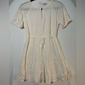 Madewell Womens Eyelet Tassel-Tie Mini White Cream Lined Dress Size 4 $128